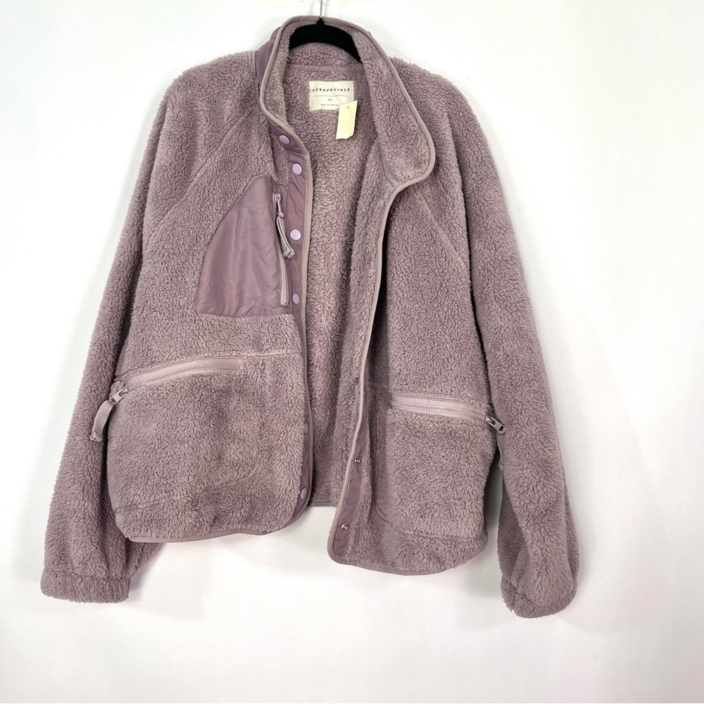 Aeropostale Purple Fuzzy Button Up Jacket Coat Sz XL NWT⚠️ - Picture 3 of 7